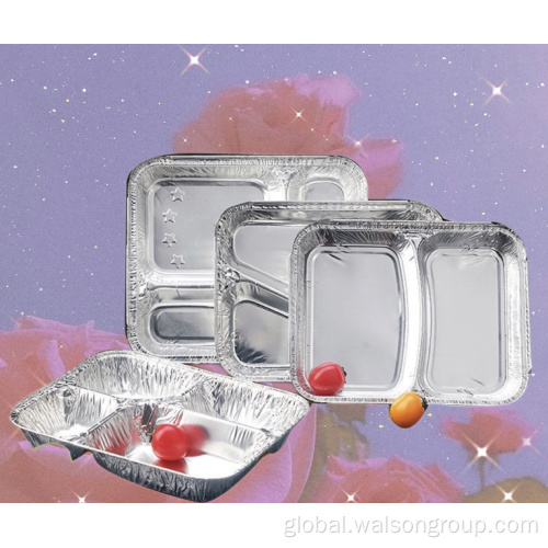 Rectangle Foil Container Compartment Disposable Aluminum Foil Fast Food Container Factory